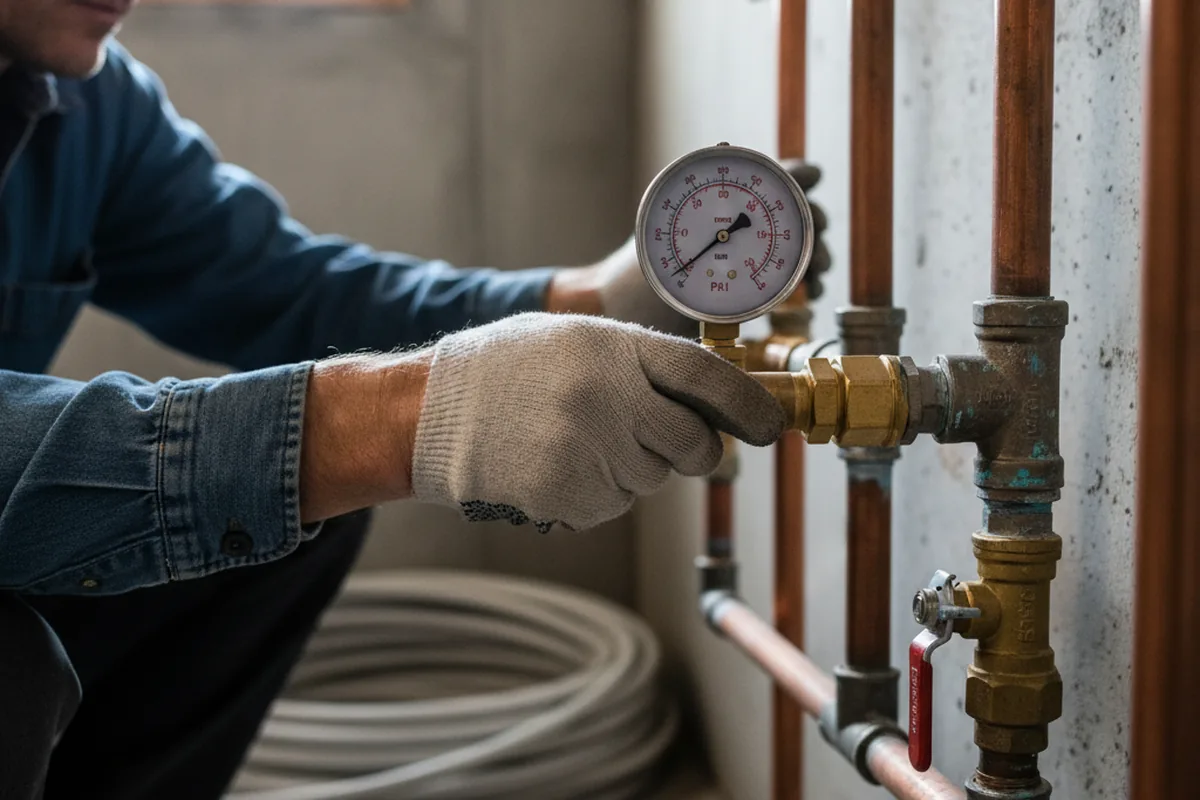 Pressure testing a repaired line during Water Line Repair in Mcclellan
